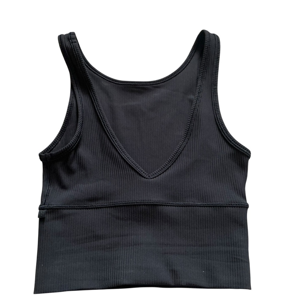 lululemon athletica power pivot ribbed tank top tight fit cropped black size 2 - Picture 5 of 7